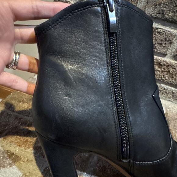 Franco Sarto Bayden Square Toe Boot Black Women's 10 Leather Chic Western - Picture 10 of 16